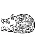 Tranquil Sleeping Cat Mandala Design Coloring Page by Mindset Flow