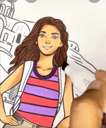 Traveler Girl in Front of Santorini Greece Village Adult Coloring Page-HowToVideo