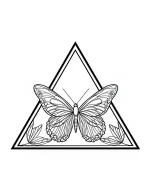 Triangular Butterfly Mandala with Flowers Coloring Page by Mindset Flow