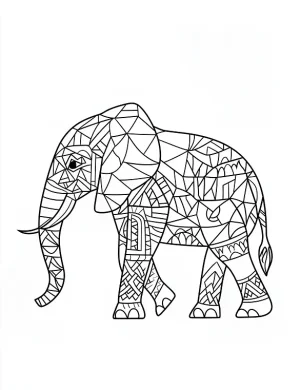 Tribal Mandala Elephant with Bold Patterns Coloring Page by Mindset Flow