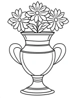 Trophy-like Flower Vase with Flowers Coloring Page