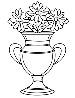 Trophy-like Flower Vase with Flowers Coloring Page