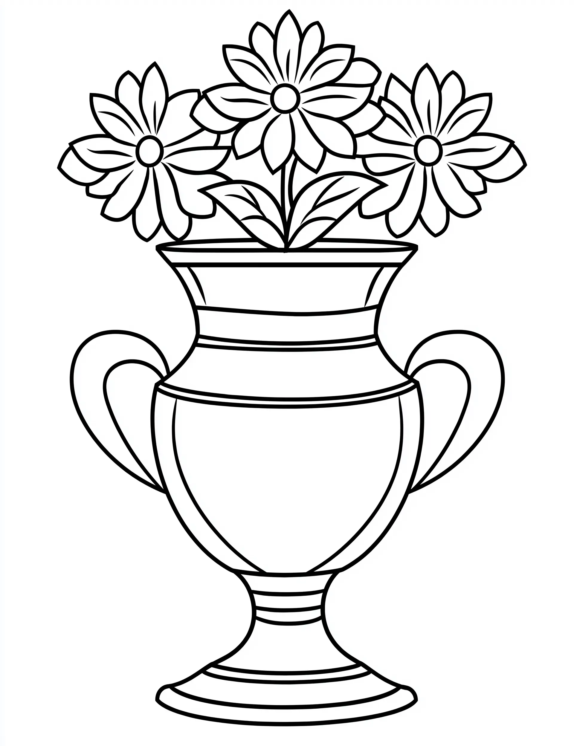 Trophy-like Flower Vase with Flowers Coloring Page