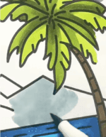 Tropical Beach With Sailboat Palm Trees And Mountains Summer Coloring Page How To Video