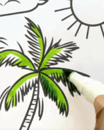 Tropical Palm Trees On Beach With Sun Summer Solstice Coloring Page How To Video