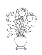 Tulip Flowers in Decorative Vase Coloring Page