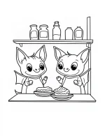 Two Cute Bats In a Kitchen Coloring Page by Mindset Flow