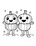 Two Cute Pumpkin Headed Friends With Big Eyes Coloring Page by Mindset Flow