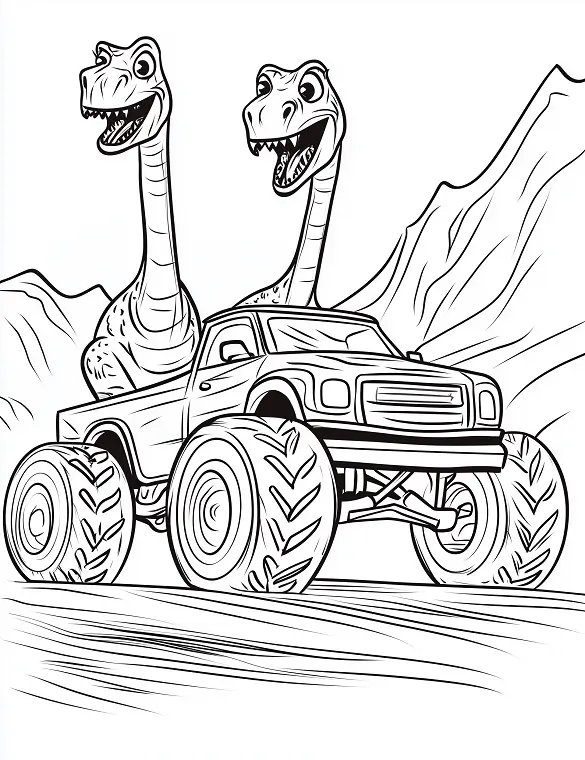 Two Dinos In Monster Truck By Mindset Flow