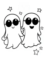 Two Playful Ghosts Wearing Glasses Halloween Coloring Page By Mindset Flow