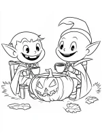 Two Playful Vampires Sipping Tea Halloween Coloring Page By Mindset Flow