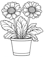 Two Potted Sunflowers Adult Flower Coloring Page By Mindset Flow
