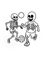 Two Skeleton Friends Playing Soccer Coloring Page by Mindset Flow