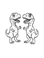 Tyrannosaurus Rex Dinosaurs in Action Coloring Page