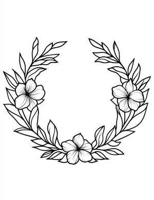 U-Shaped Floral Wreath Coloring Page