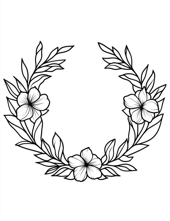 U-Shaped Floral Wreath Coloring Page