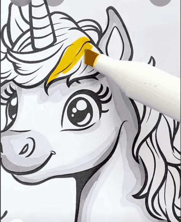 Unicorn Amidst Autumn Leaves Unicorn Coloring Page-HowToVideo Unicorn Amidst Autumn Leaves Unicorn Coloring Page-HowToVideo