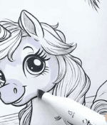 Unicorn Enjoying A Day At The Beach Unicorn Coloring Page-HowToVideo Unicorn Enjoying A Day At The Beach Unicorn Coloring Page-HowToVideo