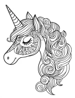 Unicorn Head in Profile with Decorative Mandala Patterns Coloring Page