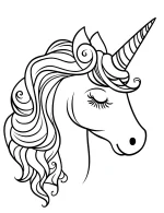 Unicorn Head in Profile with Swirled Mane Coloring Page