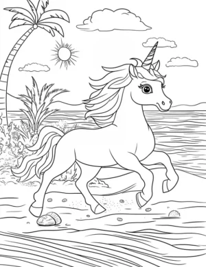 Unicorn Island Adventure Coloring Page