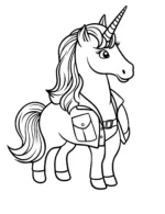 Unicorn Wearing a Jacket Coloring Page