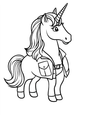 Unicorn Wearing a Jacket Coloring Page