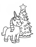 Unicorn and Christmas Tree Coloring Page Printable Holiday Fun By Mindset Flow