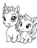 Unicorn and Fairy Dragon Duo Coloring Page