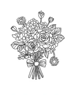 Unique Blossoming Rose and Daisy Bouquet Flower Coloring Page By Mindset Flow