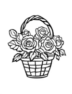 Unique Rose Basket Flower Coloring Page By Mindset Flow