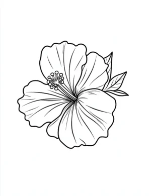 Unique Single Hibiscus Flower In Full Bloom Flower Coloring Page By Mindset Flow