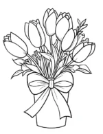 Unique Tulip Bouquet In Pot Printable Flower Coloring Page By Mindset Flow
