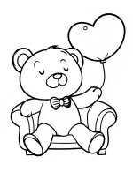 Valentine Teddy Bear With Balloon Heart Coloring Page By Mindset Flow