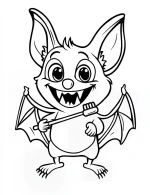 Vampire Bat Brushing Its Fangs Coloring Page by Mindset Flow