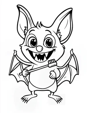Vampire Bat Brushing Its Fangs Coloring Page by Mindset Flow