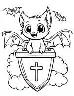 Vampire Bat Duo Perched On a Coffin With a Cross Coloring Page by Mindset Flow