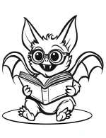 Vampire Bat Reading Book Coloring Page by Mindset Flow