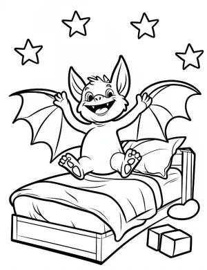 Vampire Bat in Bed Coloring Page by Mindset Flow