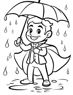 Vampire Character In a Tuxedo On Rain Coloring Page by Mindset Flow