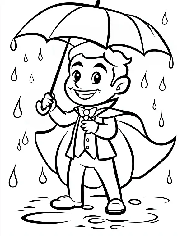 Vampire Character In a Tuxedo On Rain Coloring Page by Mindset Flow