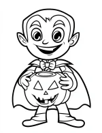 Vampire Holding Pumpkin with Happy Face Halloween Coloring Page by Mindset Flow