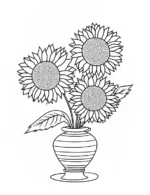 Vase of Sunflowers Adult Flower Coloring Page By Mindset Flow