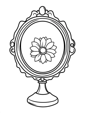 Vintage Mirror Frame with Flower Design Coloring Page