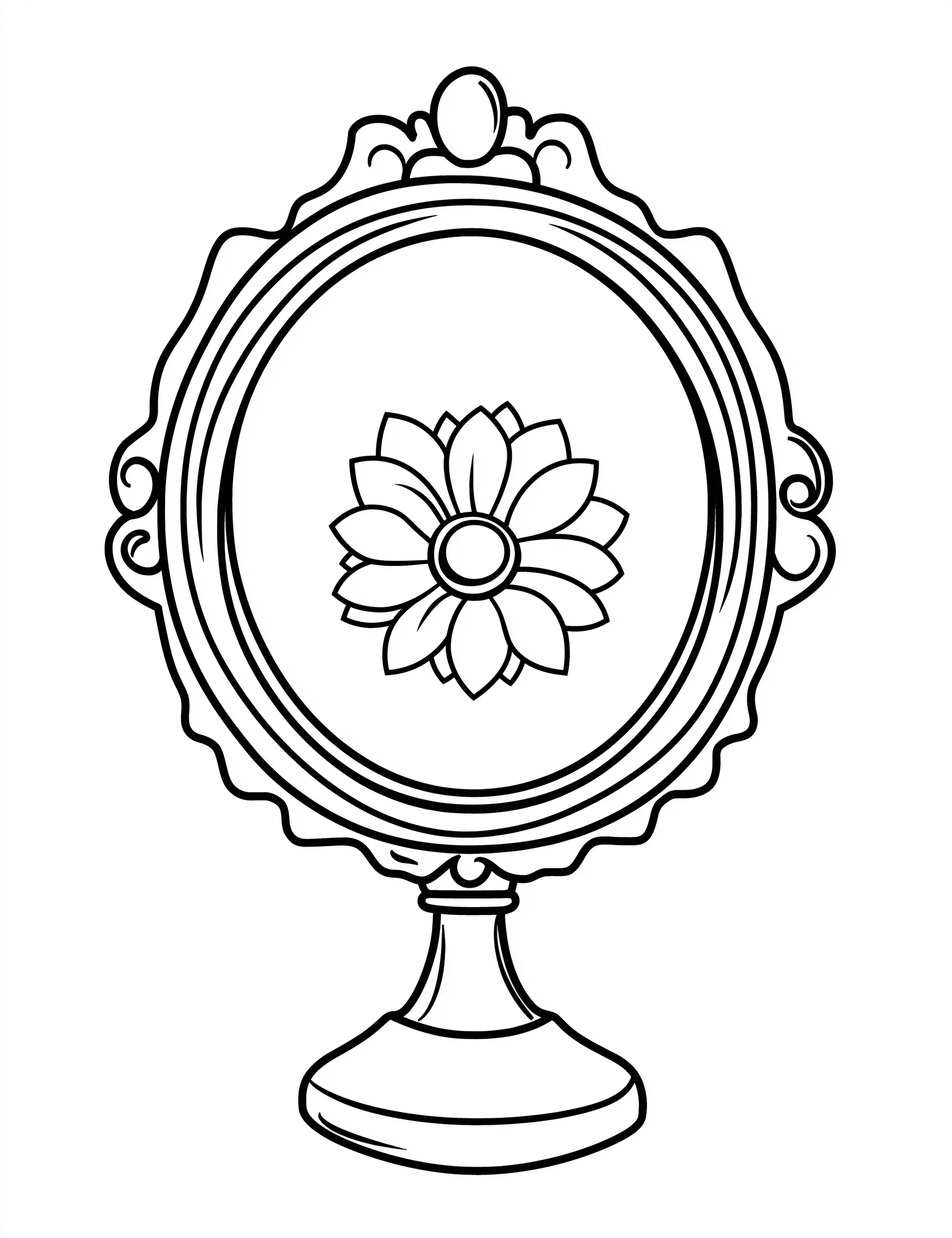Vintage Mirror Frame with Flower Design Coloring Page
