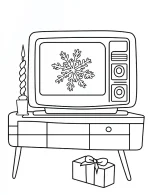 Vintage TV with Snowflake Christmas Coloring Page by Mindset Flow