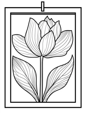 Vintage Tulip Pattern for All Ages Printable Coloring Page