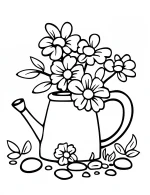 Watering Can with Flowers Coloring Page