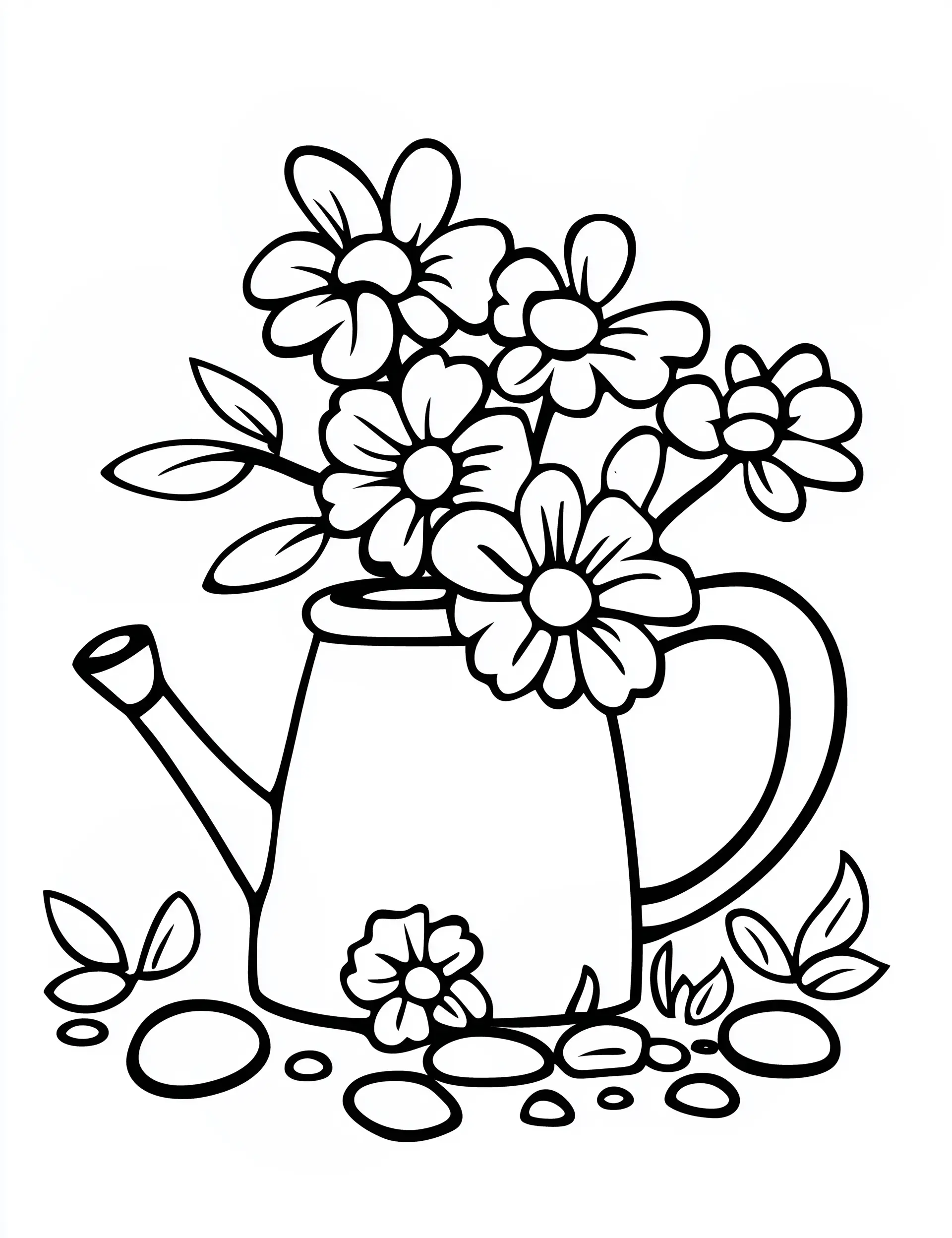 Watering Can with Flowers Coloring Page