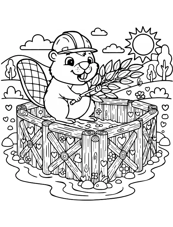 Whimsical Beaver Builds Heart Dam Animal Coloring Page By Mindset Flow Whimsical Beaver Builds Heart Dam Animal Coloring Page By Mindset Flow